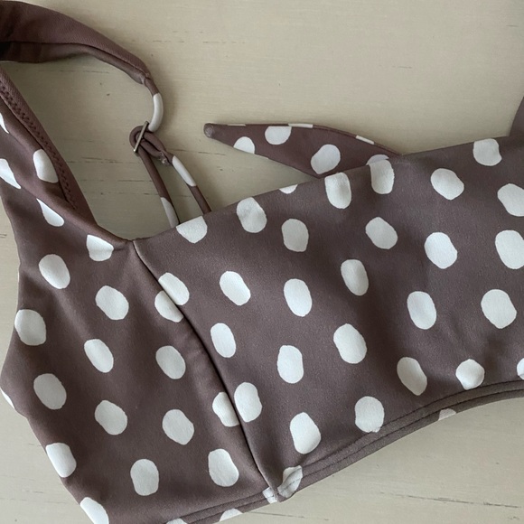 Abercrombie and fitch retro style brown and white polka dot bikini top - Picture 3 of 5